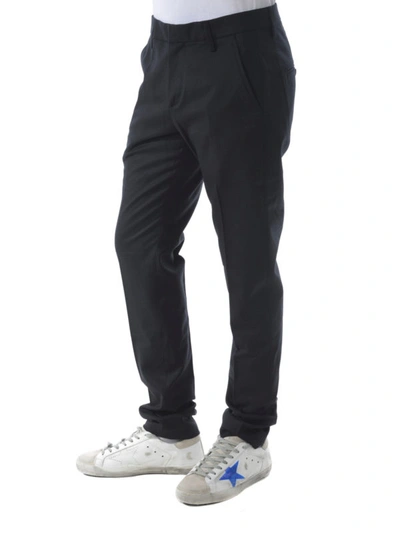 Shop Dondup Black Stretch Wool Chino Trousers