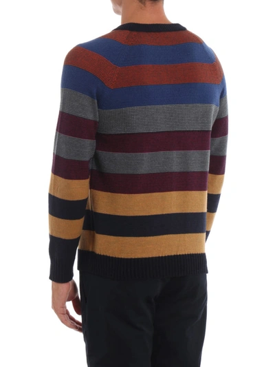 Shop Missoni Logo Intarsia Striped Wool Blend Sweater In Multicolour