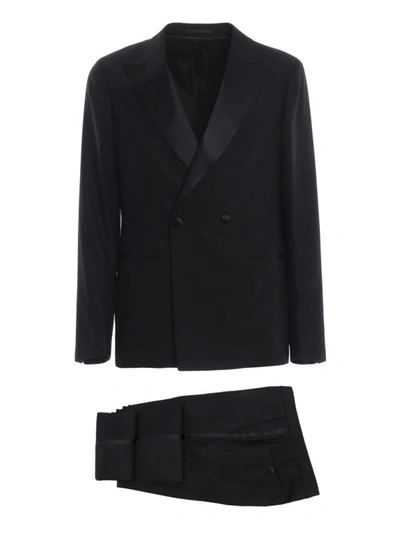 Shop Z Zegna Moscova Black Double-breasted Smoking Suit