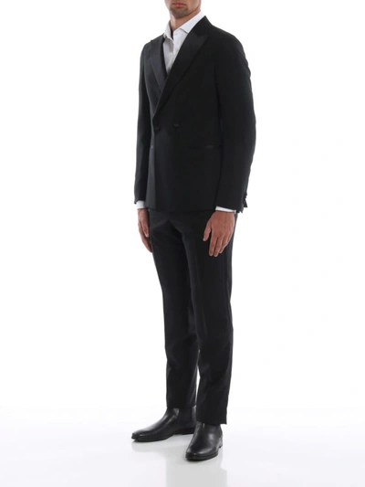 Shop Z Zegna Moscova Black Double-breasted Smoking Suit