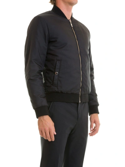 Shop Versace Slightly Padded Nylon Bomber Jacket In Black