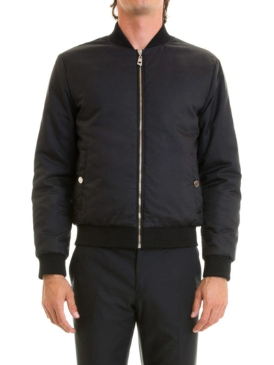Shop Versace Slightly Padded Nylon Bomber Jacket In Black