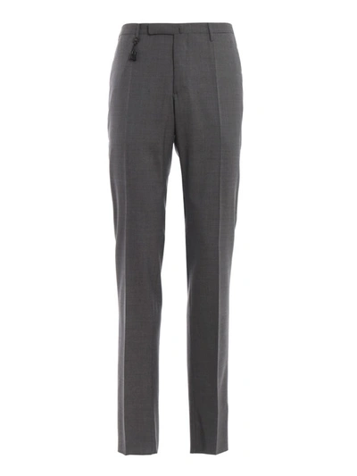 Shop Incotex Pattern 30 Grey Wool Trousers