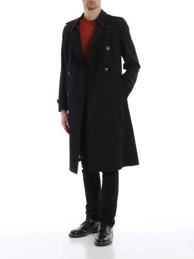 Shop Burberry The Kensington Long Black Trench Coat