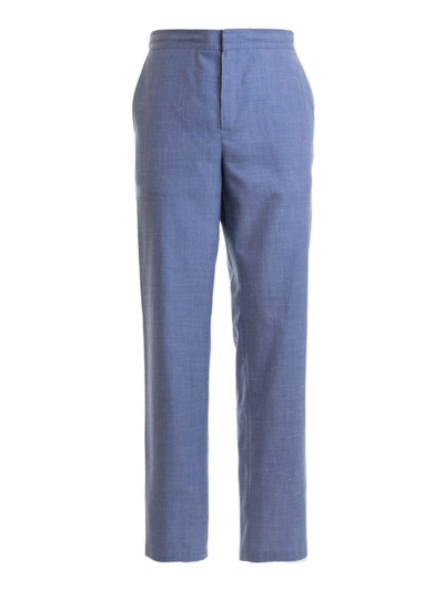 Shop Brioni Light Blue Silk Blend Trousers