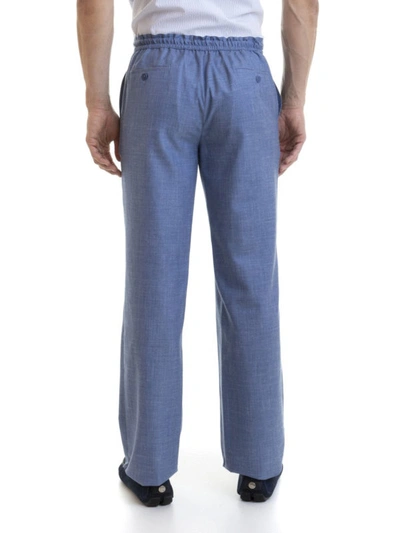 Shop Brioni Light Blue Silk Blend Trousers