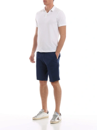 Shop Moncler Blue Stretch Cotton Shorts