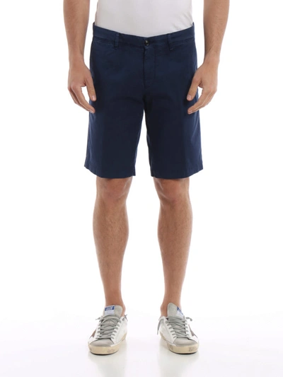 Shop Moncler Blue Stretch Cotton Shorts