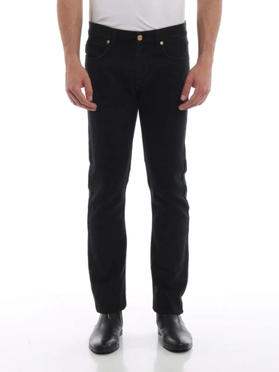 Shop Versace Rear Crest Patch Black Jeans