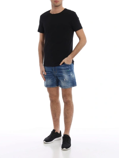 Shop Dsquared2 Painting Effect Denim Shorts In Coloured Wash
