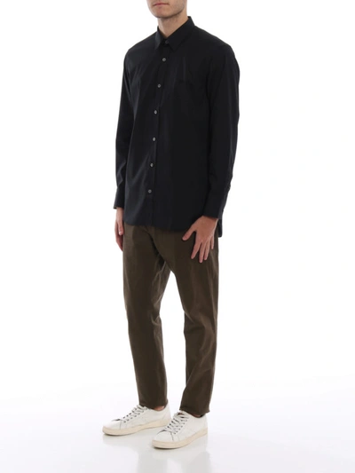 Shop Burberry William Black Poplin Shirt