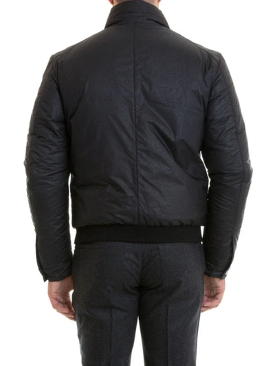Shop Versace Geometric Patterned Padded Bomber In Black