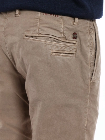 Shop Incotex Slacks Soft Cotton Trousers In Beige