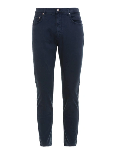 Shop Versace Blue Stretch Cotton Slim Fit Jeans