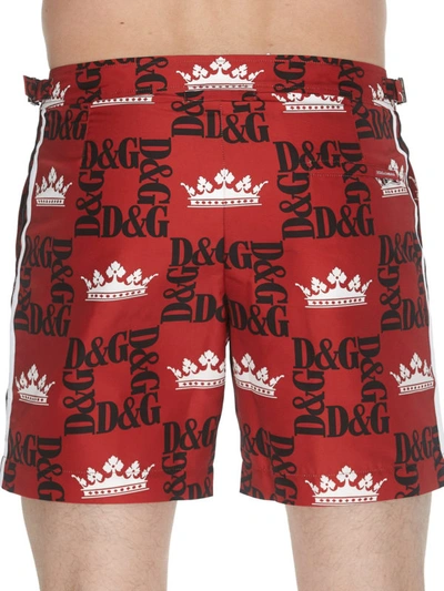 Shop Dolce & Gabbana Dg Crowns Print Swim Shorts In Red