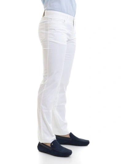 Shop Brioni White Stretch Cotton Denim Jeans