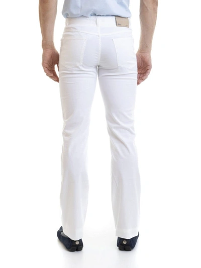 Shop Brioni White Stretch Cotton Denim Jeans