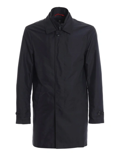Shop Fay Navy Blue Morning Double Front Trench Coat In Dark Blue