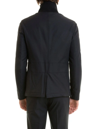 Shop Versace Multi Pocket Nylon Casual Jacket In Dark Blue