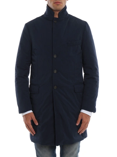 Shop Aspesi New Gene Dark Blue Nylon Winter Coat
