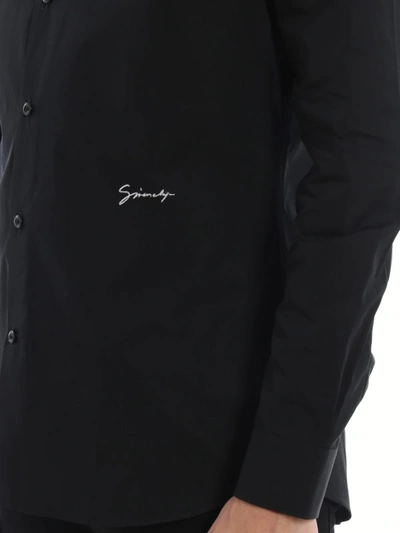 Shop Givenchy Signature Embroidery Black Cotton Shirt