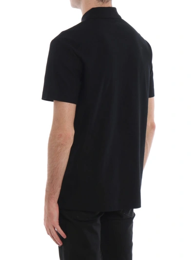 Shop Versace Medusa Head Embroidery Pique Polo Shirt In Black