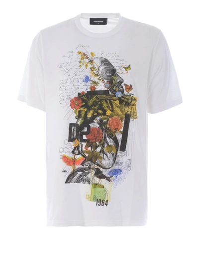 Shop Dsquared2 Floral Print White T-shirt