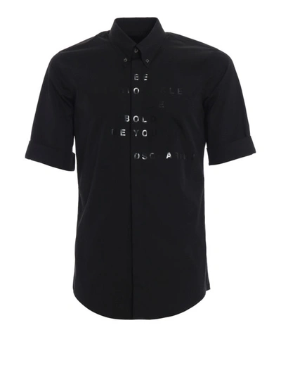 Shop Dsquared2 Printed Short Sleeve Black Shirt
