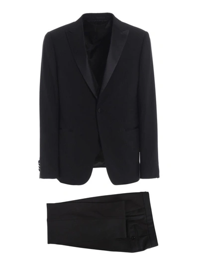 Shop Z Zegna Black Cool Wool Three-piece Tuxedo Suit