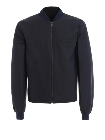 Shop Prada Matte Nappa And Nylon Reversible Jacket In Blue