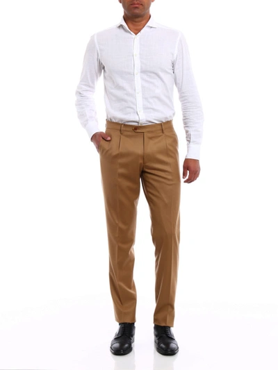 Shop Berwich Milano Wool Chino Trousers In Beige