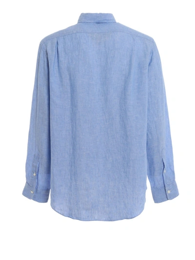 Shop Polo Ralph Lauren Sky Blue Linen Shirt In Light Blue