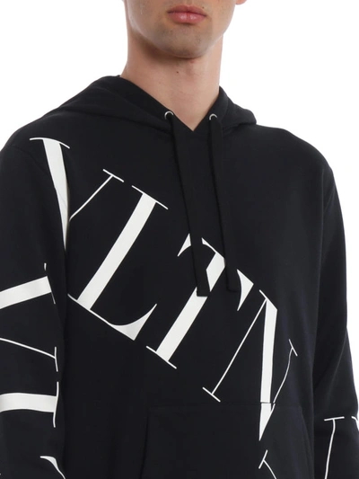 Shop Valentino Vltn Macrogrid Print Hoodie In Black