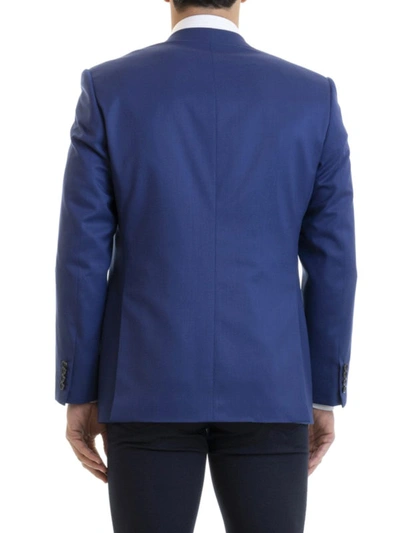 Shop Brioni Blue Virgin Wool Blazer Jacket