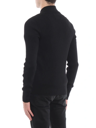 Shop Prada Padded Nylon Front Wool Sweater In Black