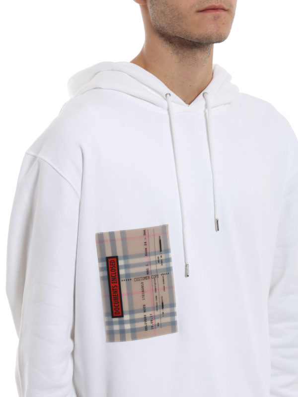 ticket print pocket cotton jersey hoodie