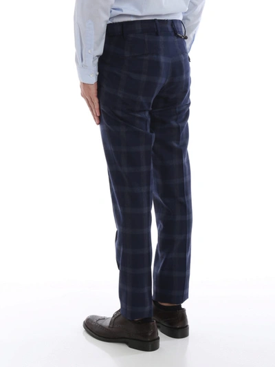 Shop Berwich Blue Check Wool Classic Trousers
