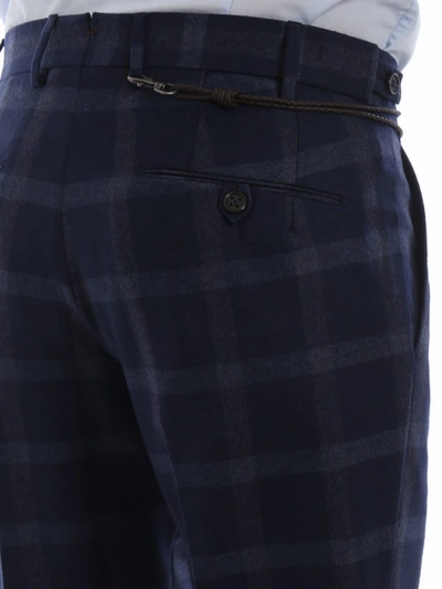 Shop Berwich Blue Check Wool Classic Trousers