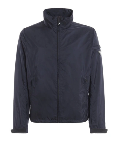 Shop Prada Navy Coated Nylon Windbreaker In Blue