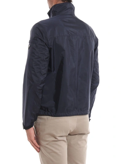 Shop Prada Navy Coated Nylon Windbreaker In Blue