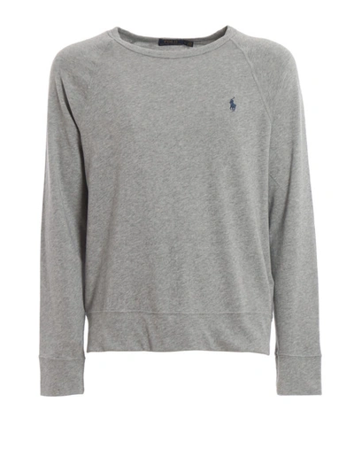 Shop Polo Ralph Lauren Melange Grey Cotton Sweatshirt