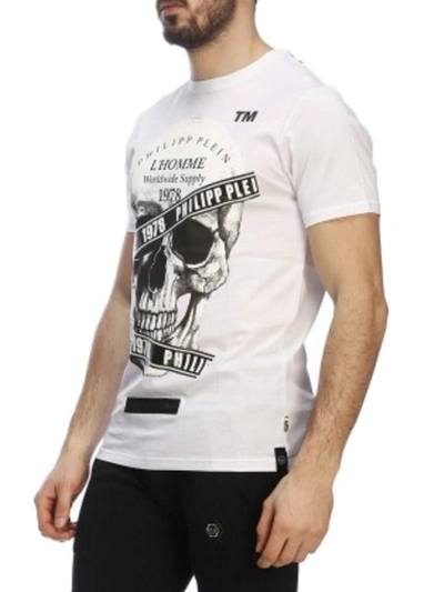 Shop Philipp Plein Skull Print White T-shirt