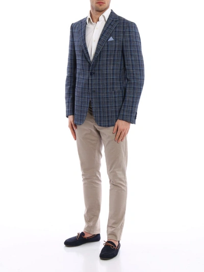 Shop Z Zegna Linen Blend Unstructured Blazer In Blue