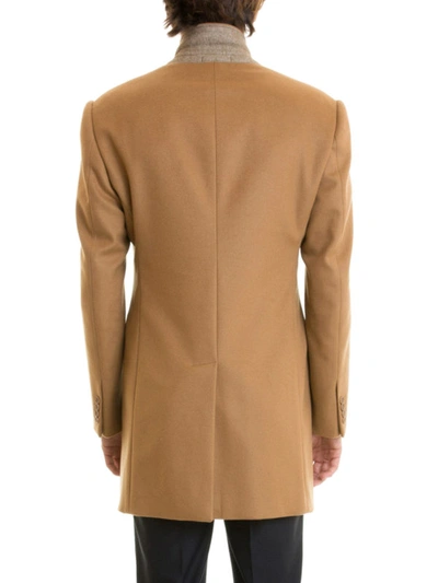 Shop Armani Collezioni T Line Wool And Cashmere Short Coat In Beige