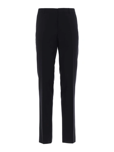 Shop Prada Wool Mohair Canvas Trousers In Black