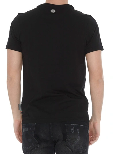 Shop Philipp Plein Embellished Rock Pp Black And Silver T-shirt