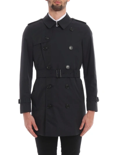 Shop Burberry Wimbledon Gabardine Trench Coat In Blue