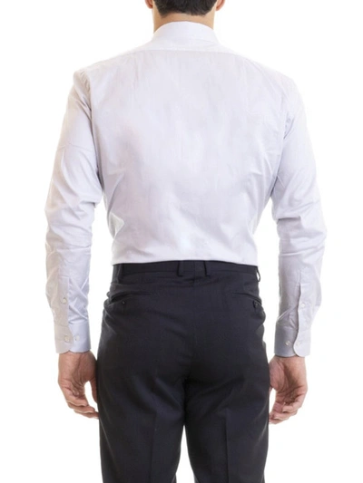 Shop Emporio Armani Grey Stretch Cotton Slim Fit Shirt