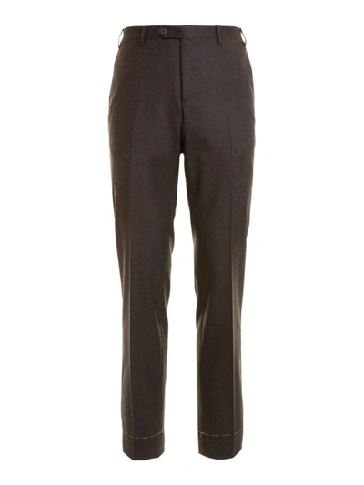 Shop Corneliani Brown Wool Tailored Trousers In Dark Brown