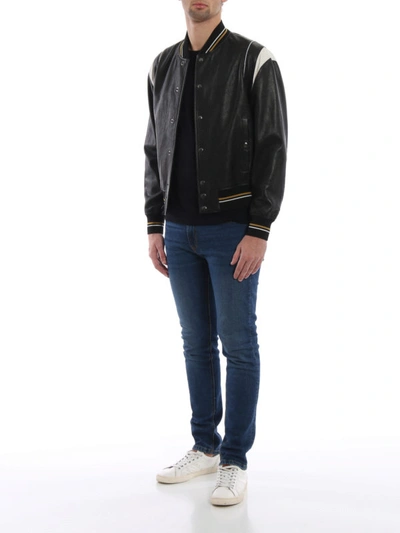 Shop Givenchy Contrasting 4g Nappa Bomber Jacket In Black